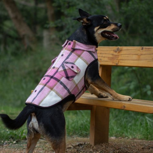 Ruff N Rugged Pink Flannelette Dog Coat - My Pooch and Me