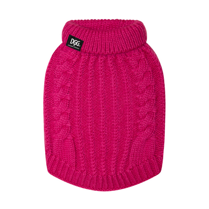 DGG Rhubarb Fluffy Cable Knitted Dog Jumper