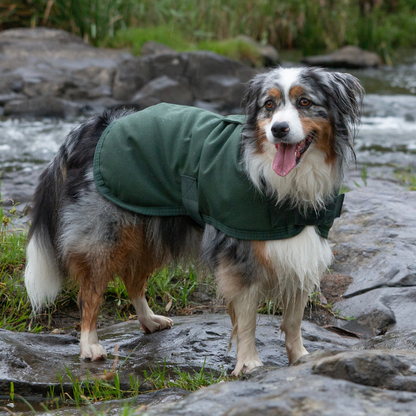 Ruff N Rugged Water-Resistant Moss Green Canvas Dog Coat