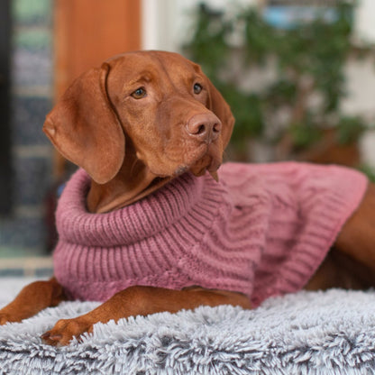 DGG Blush Fluffy Cable Knitted Dog Jumper - My Pooch and Me