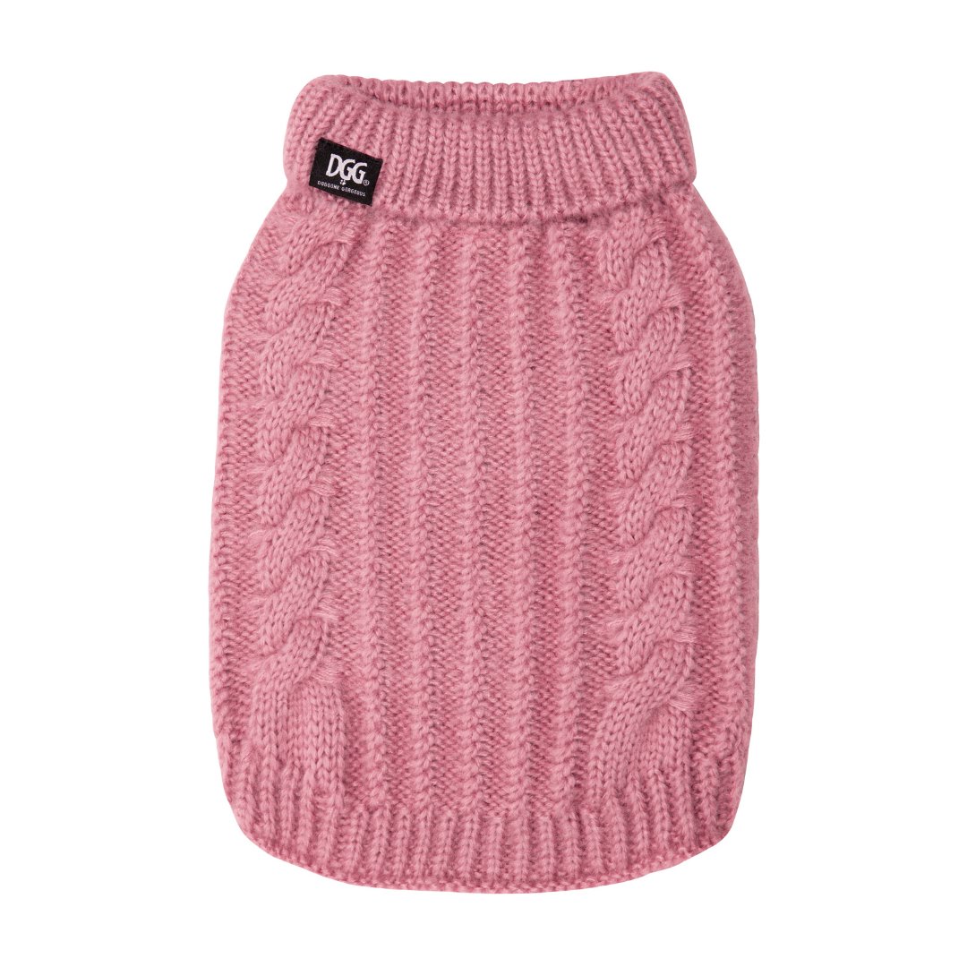 DGG Blush Fluffy Cable Knitted Dog Jumper - My Pooch and Me