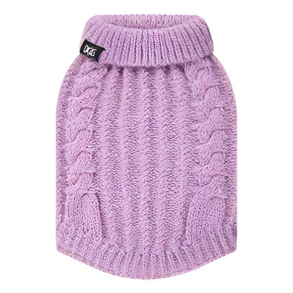 DGG Lilac Fluffy Cable Knitted Dog Jumper - My Pooch and Me