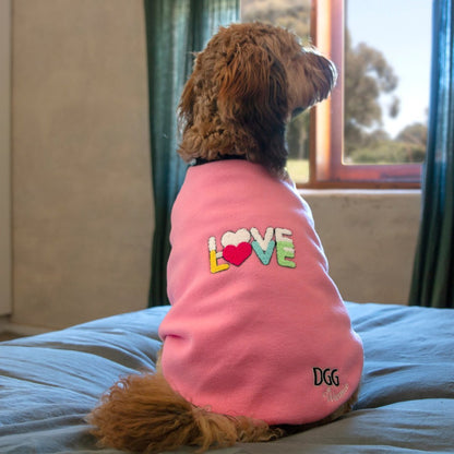 DGG Pink Love More Polar Fleece Dog Warmie - My Pooch and Me