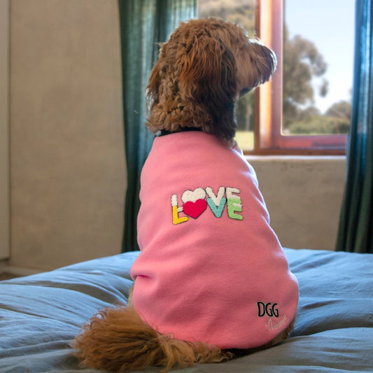 DGG Pink Love More Polar Fleece Dog Warmie - My Pooch and Me