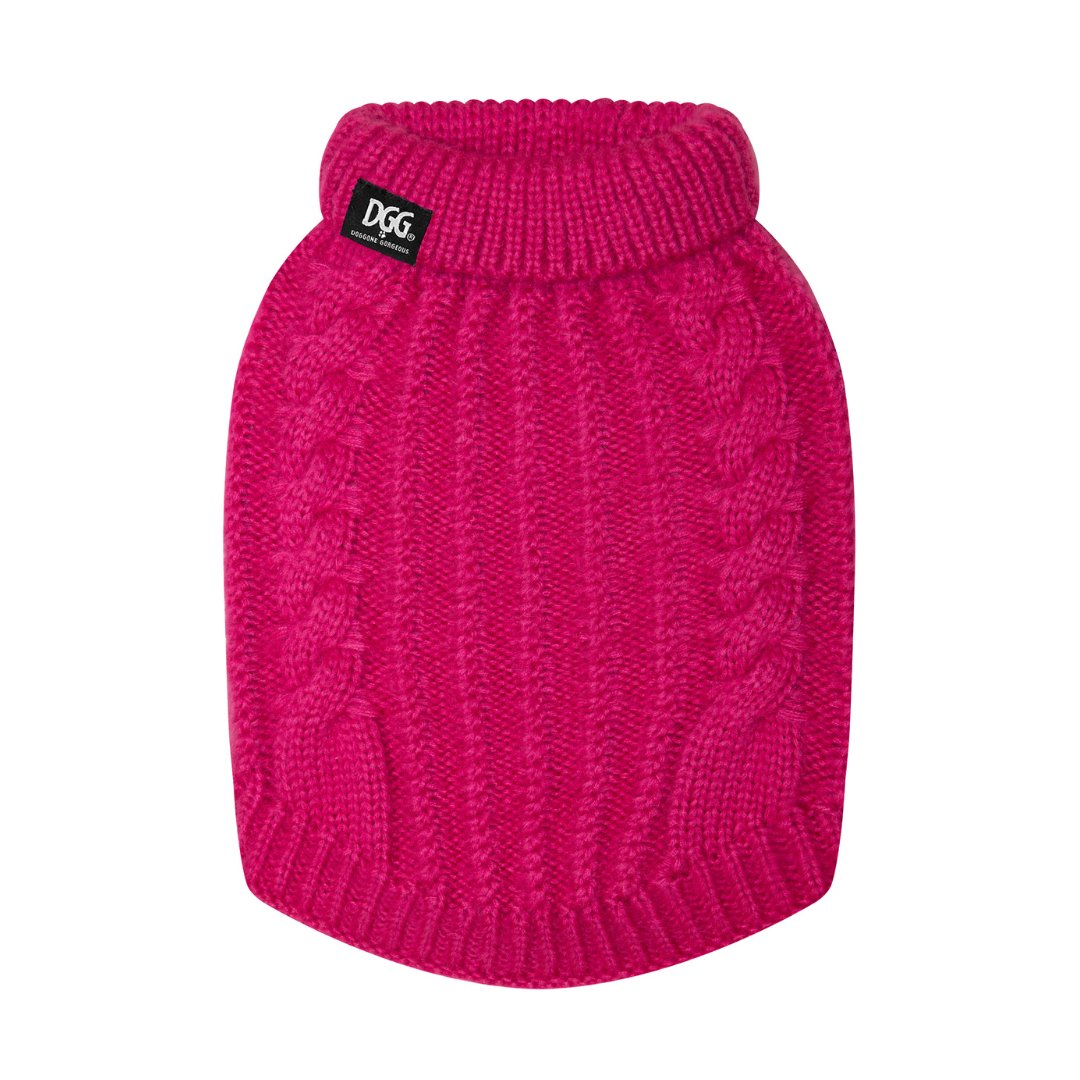 DGG Rhubarb Fluffy Cable Knitted Dog Jumper - My Pooch and Me