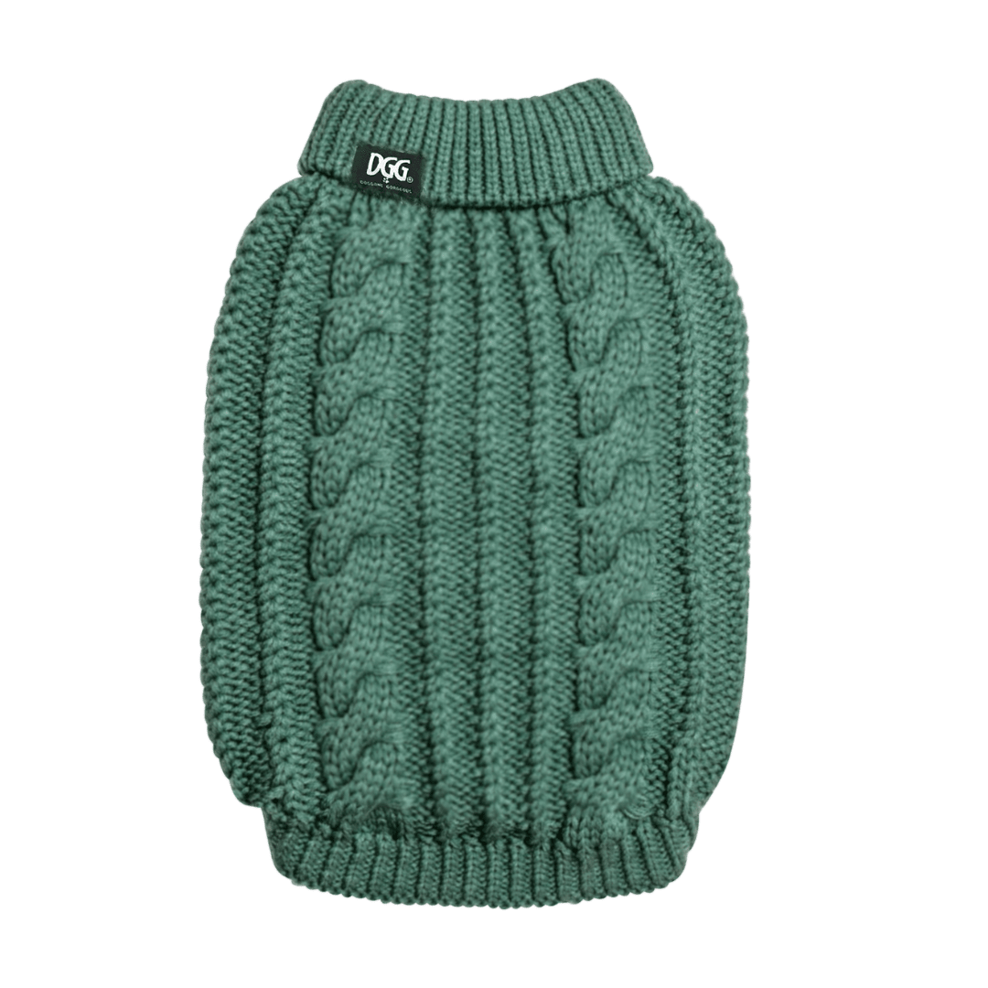 DGG Sage Green Fluffy Cable Knitted Dog Jumper - My Pooch and Me