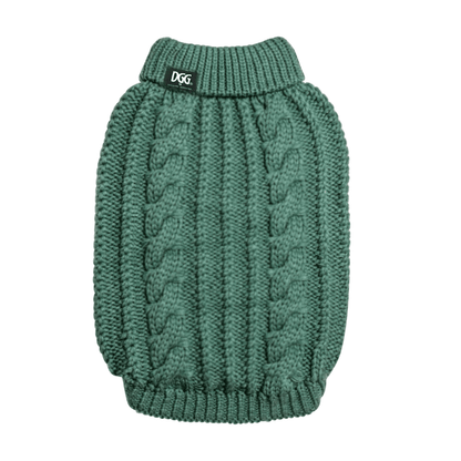 DGG Sage Green Fluffy Cable Knitted Dog Jumper - My Pooch and Me
