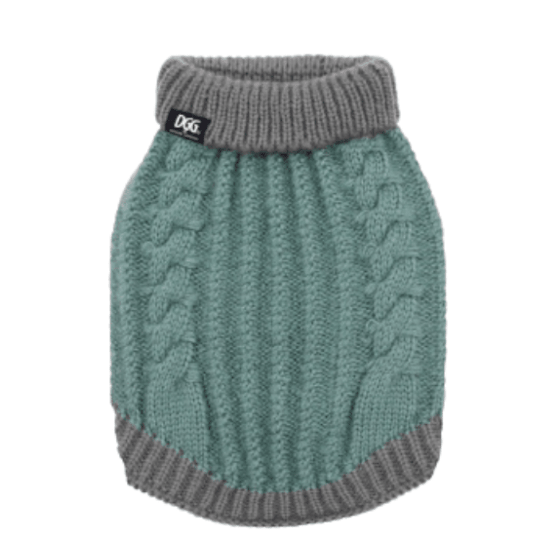 DGG Sage & Grey Chunky Knitted Dog Jumper - My Pooch and Me