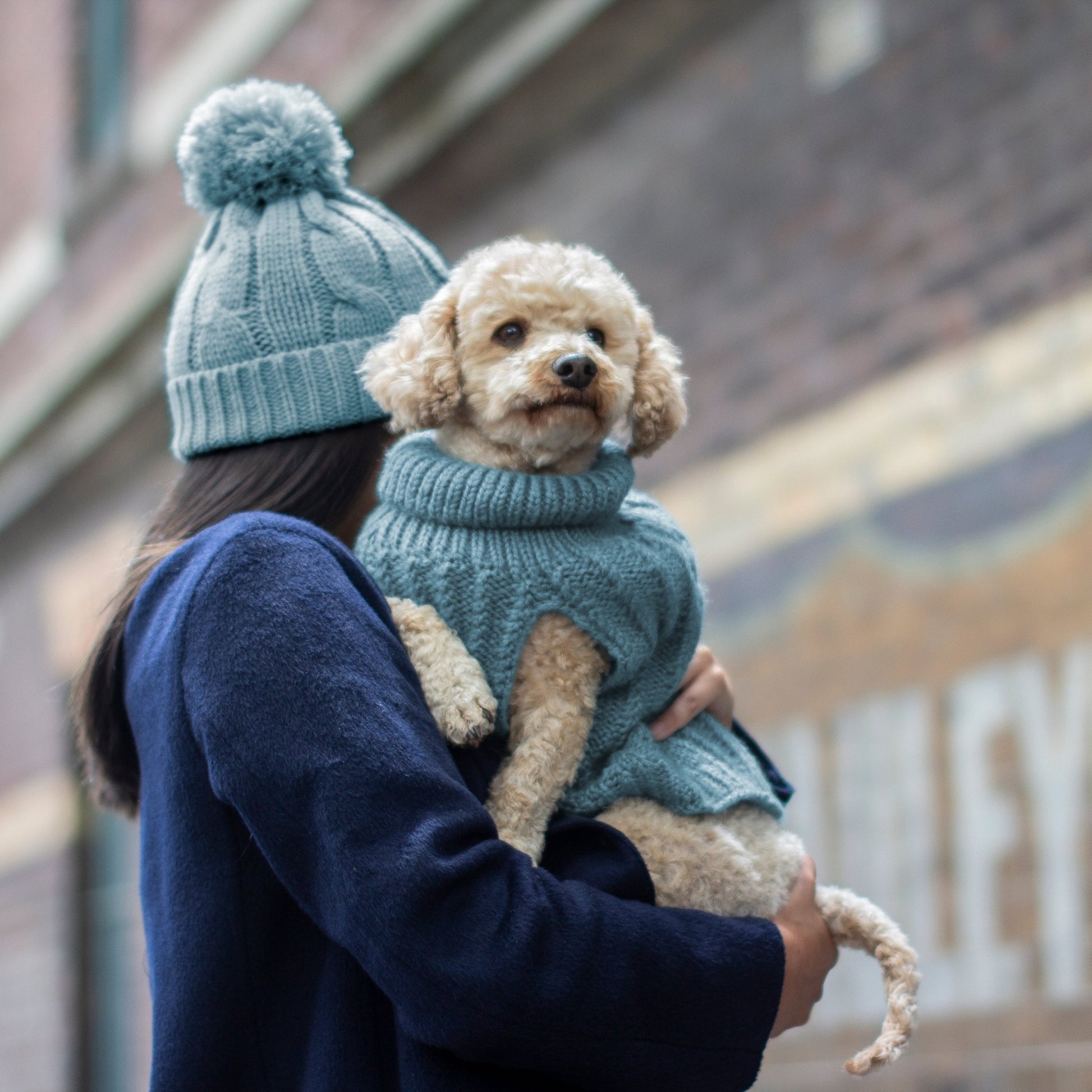 DGG Sky Blue Fluffy Cable Knitted Dog Jumper - My Pooch and Me