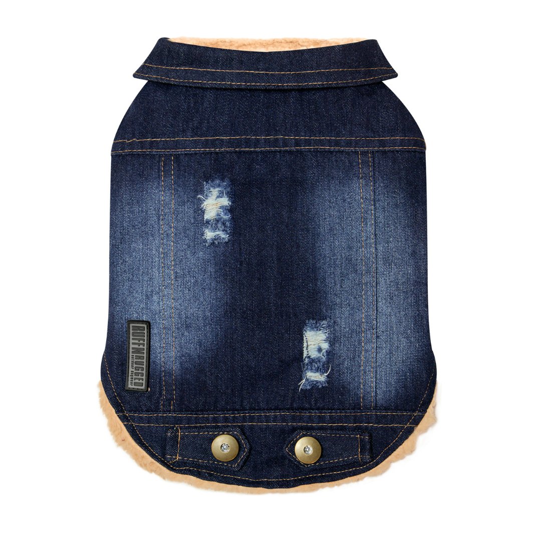 Ruff N Rugged Blue Distressed Denim Coat - My Pooch and Me