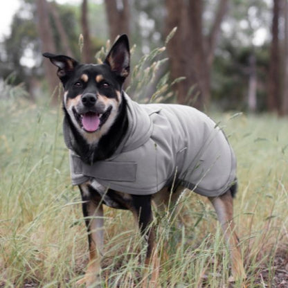 Ruff N Rugged Grey Oilskin Waterproof Dog Coat - My Pooch and Me