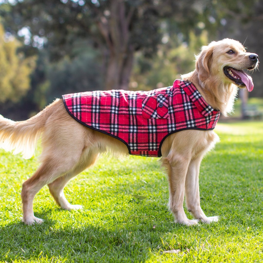 Ruff N Rugged Red Flannelette Dog Coat - My Pooch and Me