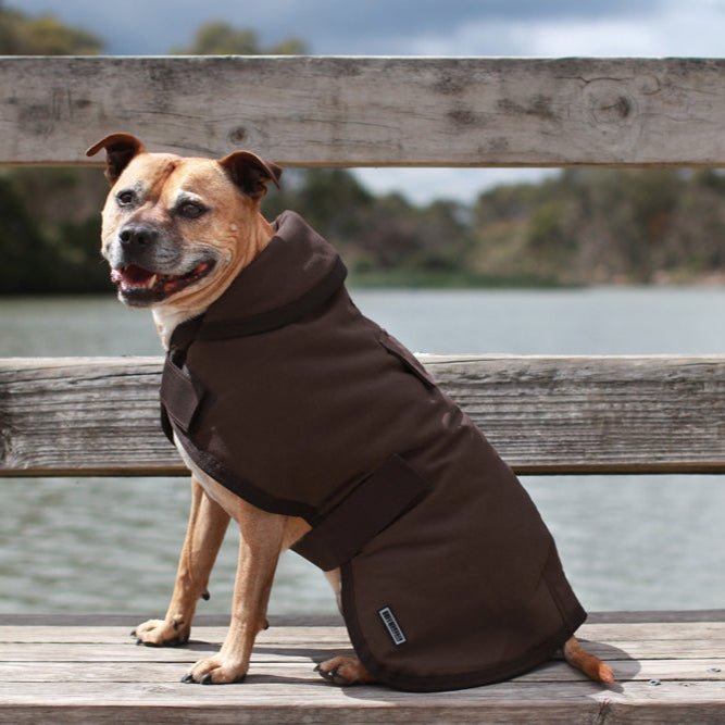 Ruff N Rugged Water - Resistant Brown Canvas Dog Coat - My Pooch and Me