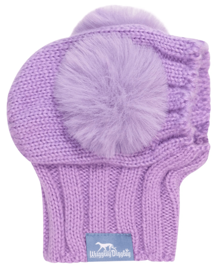 Wriggley Diggley Lilac Pom Pom Dog Snood Hood - My Pooch and Me