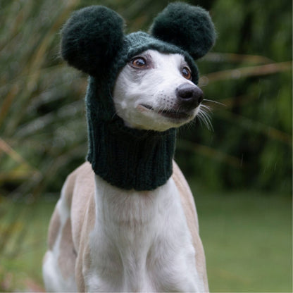 Wriggley Diggley Pom Pom Snood Hood Green - My Pooch and Me