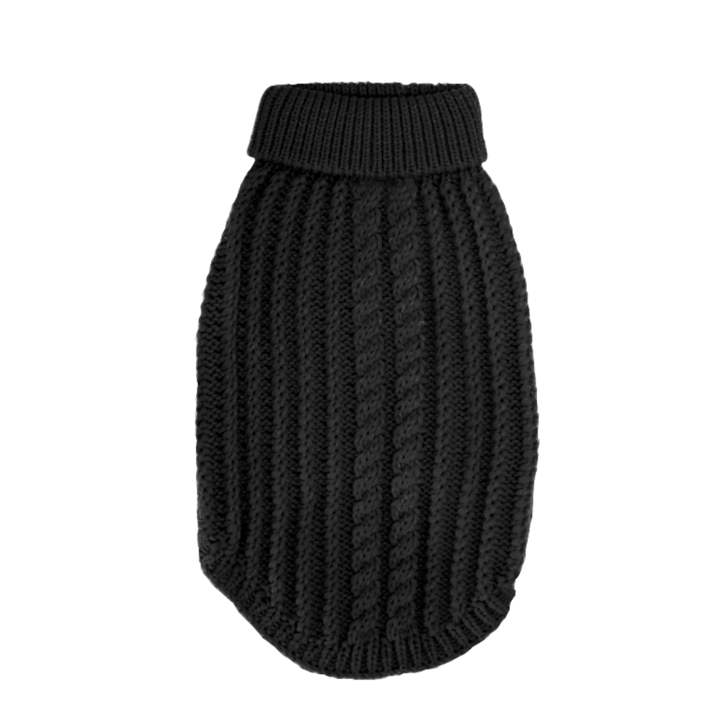 DGG Black Chunky Cable Knitted Dog Jumper