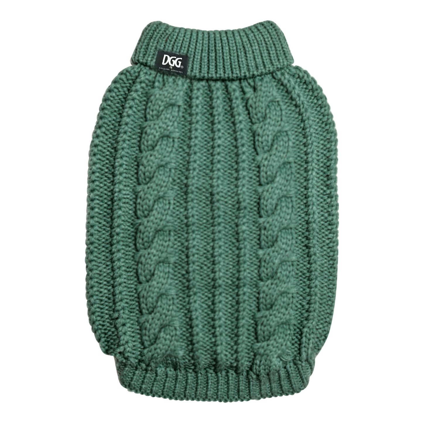 DGG Moss Green Fluffy Cable Knitted Dog Jumper