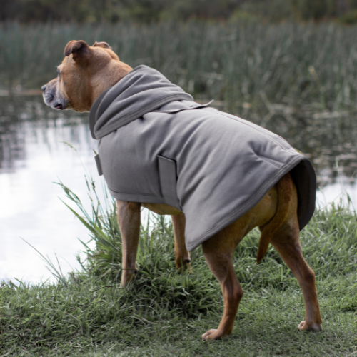 Ruff N Rugged Grey Oilskin Waterproof Dog Coat